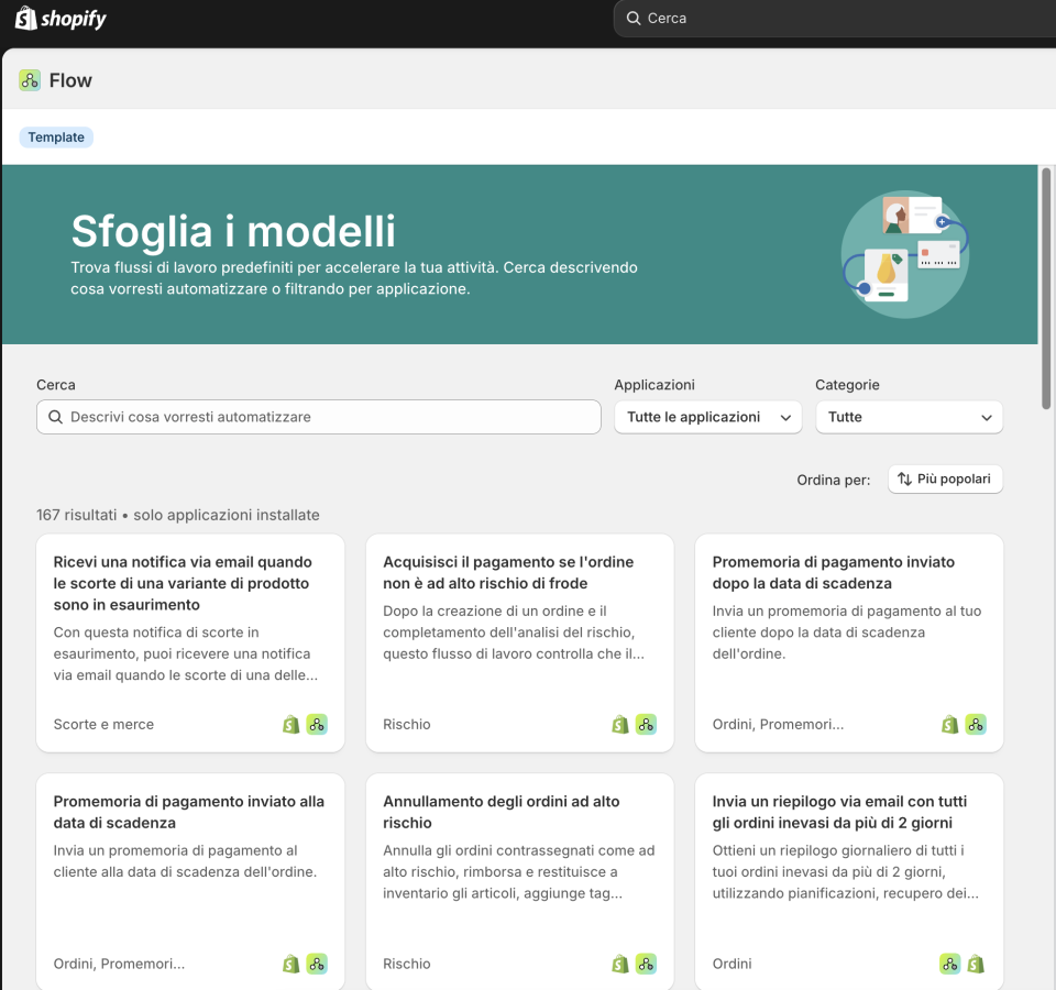Directory dei modelli di Shopify Flow Directory dei modelli di Shopify Flow