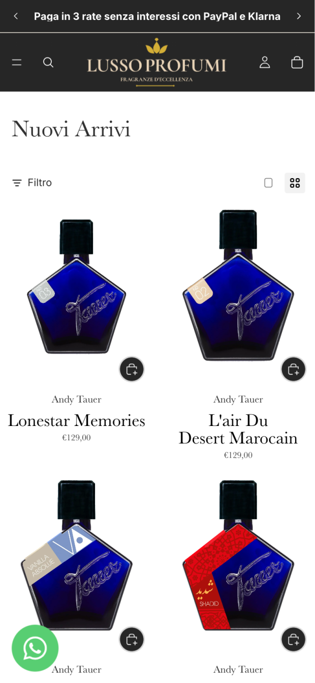 Collezione Nuovi Arrivi E-commerce Shopifyi Lusso Profumi