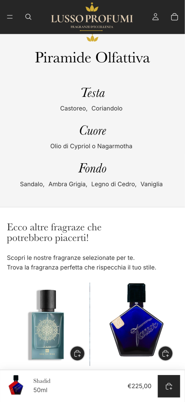 Pagina Prodotto 2 E-commerce Shopify Lusso Profumi
Piramide Olfattiva